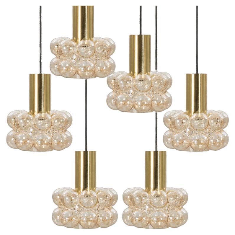 Several  Beautiful Bubble Glass Pendant Lamps by Helena Tynell, 1960