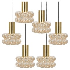 Several Beautiful Bubble Glass Pendant Lamps by Helena Tynell, 1960