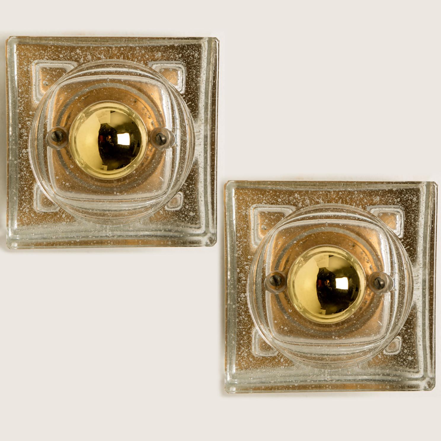 Mid-Century Modern Several Blown Glass Cube Table, Wall or Ceiling Lights, Austria, 1960s For Sale
