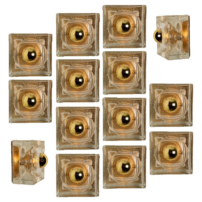Several Blown Glass Cube Table, Wall or Ceiling Lights, Austria, 1960s
