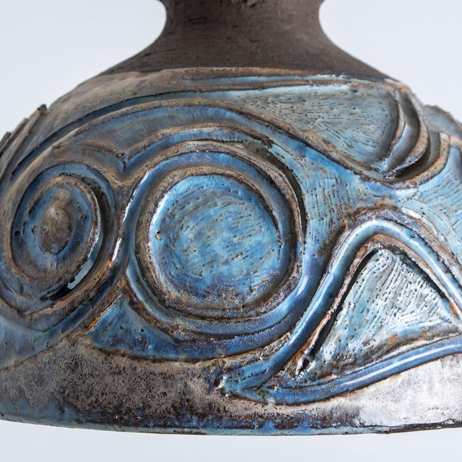 Varias lámparas colgantes de cerámica azul, Dinamarca, 1970 en venta 1