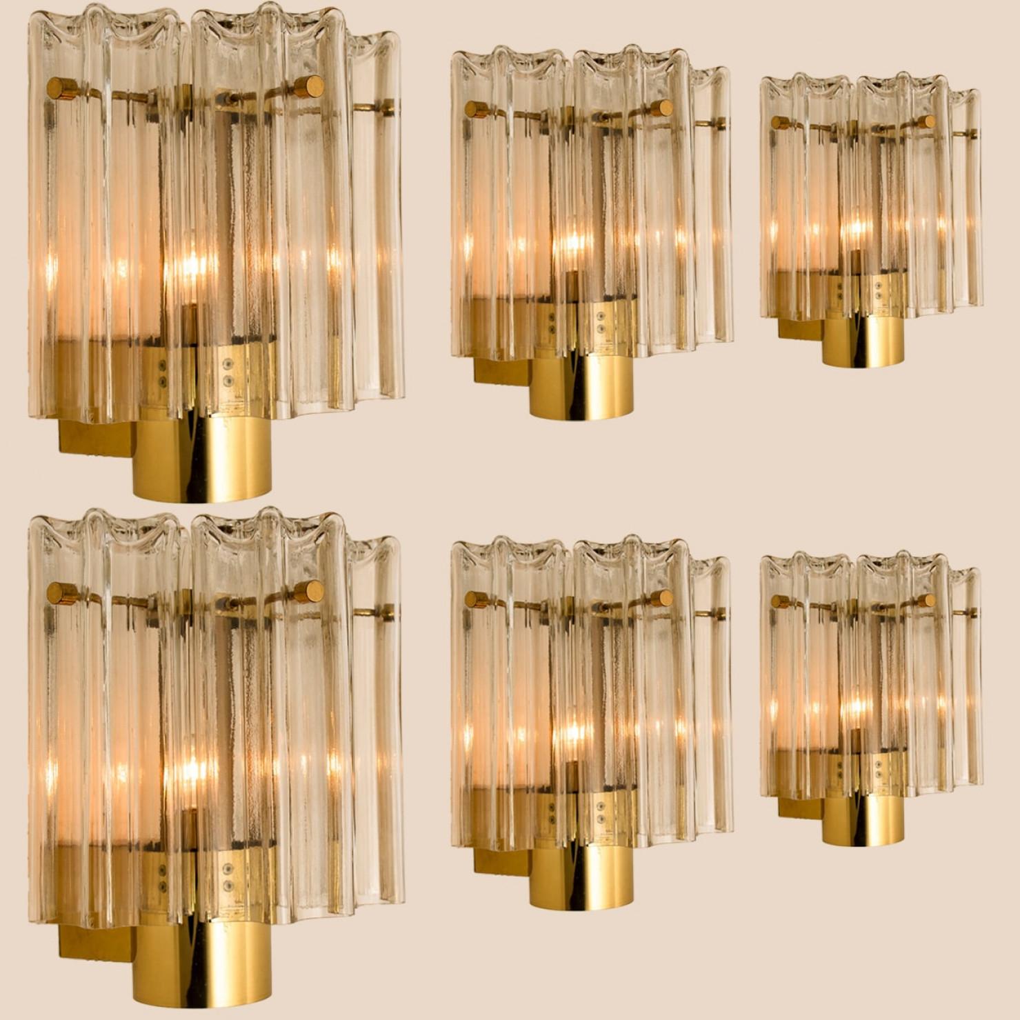 Several Brass & Glass Wall Lights Hillebrand Germany, 1960s For Sale 1