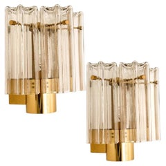 Several Brass & Glass Wall Lights Hillebrand Germany, 1960s