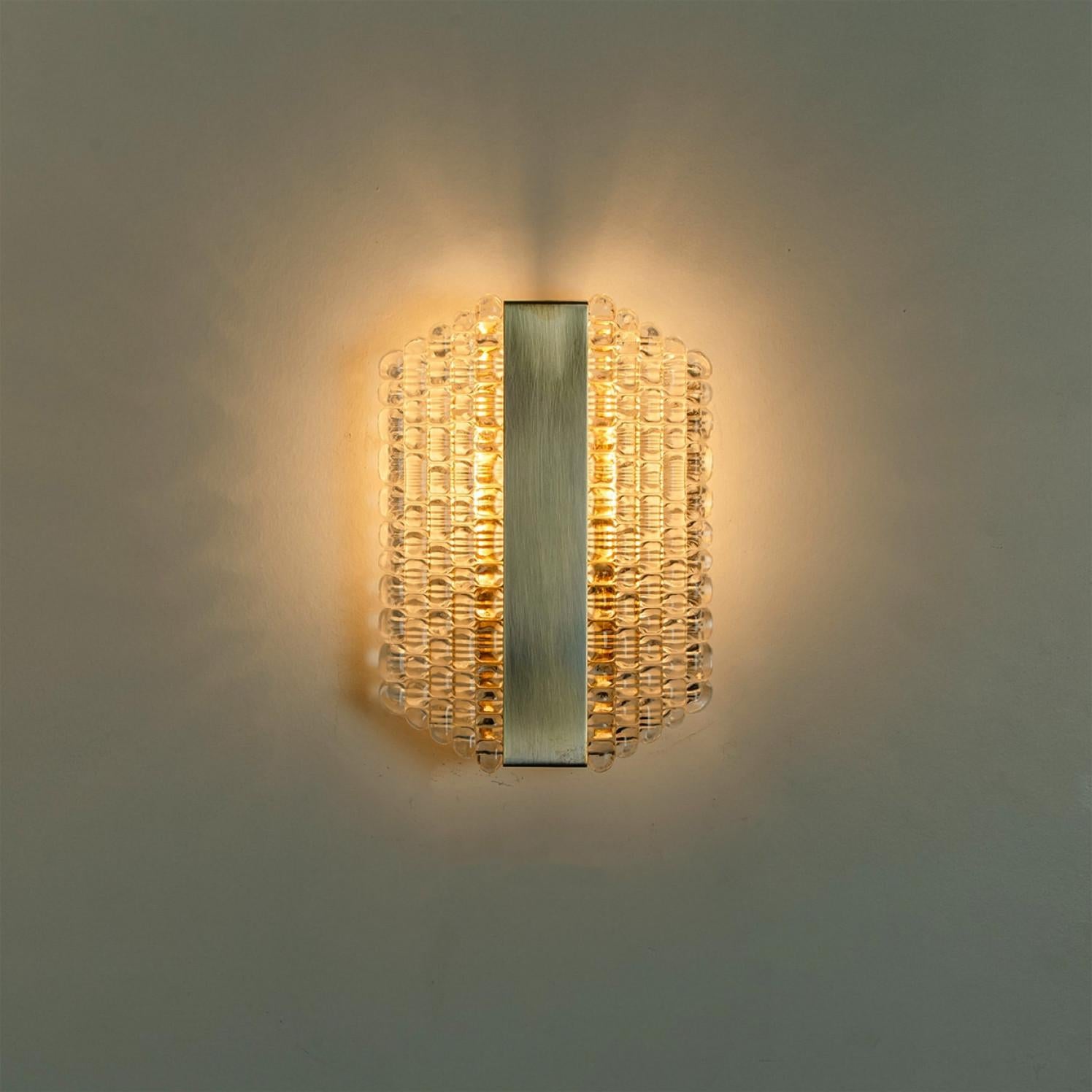 Several Brass & Glass Wall Lights in the style of Hillebrand Germany, 1960s For Sale 6