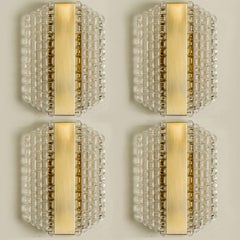 Several Brass & Glass Wall Lights in the style of Hillebrand Germany, 1960s