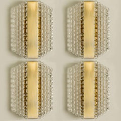 Several Brass & Glass Wall Lights in the style of Hillebrand Germany, 1960s