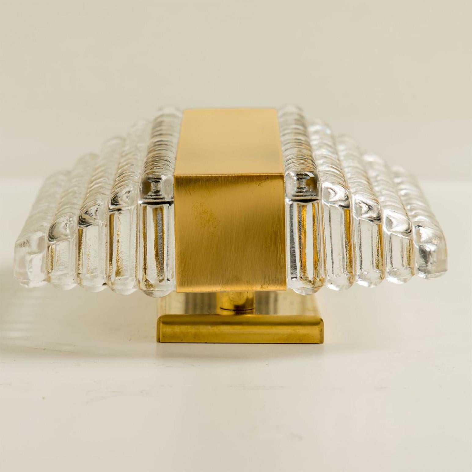 Other Several Brass & Glass Wall Lights in the style of Hillebrand Germany, 1960s For Sale