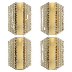 Several Brass & Glass Wall Lights in the style of Hillebrand Germany, 1960s