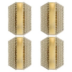 Several Brass & Glass Wall Lights in the style of Hillebrand Germany, 1960s