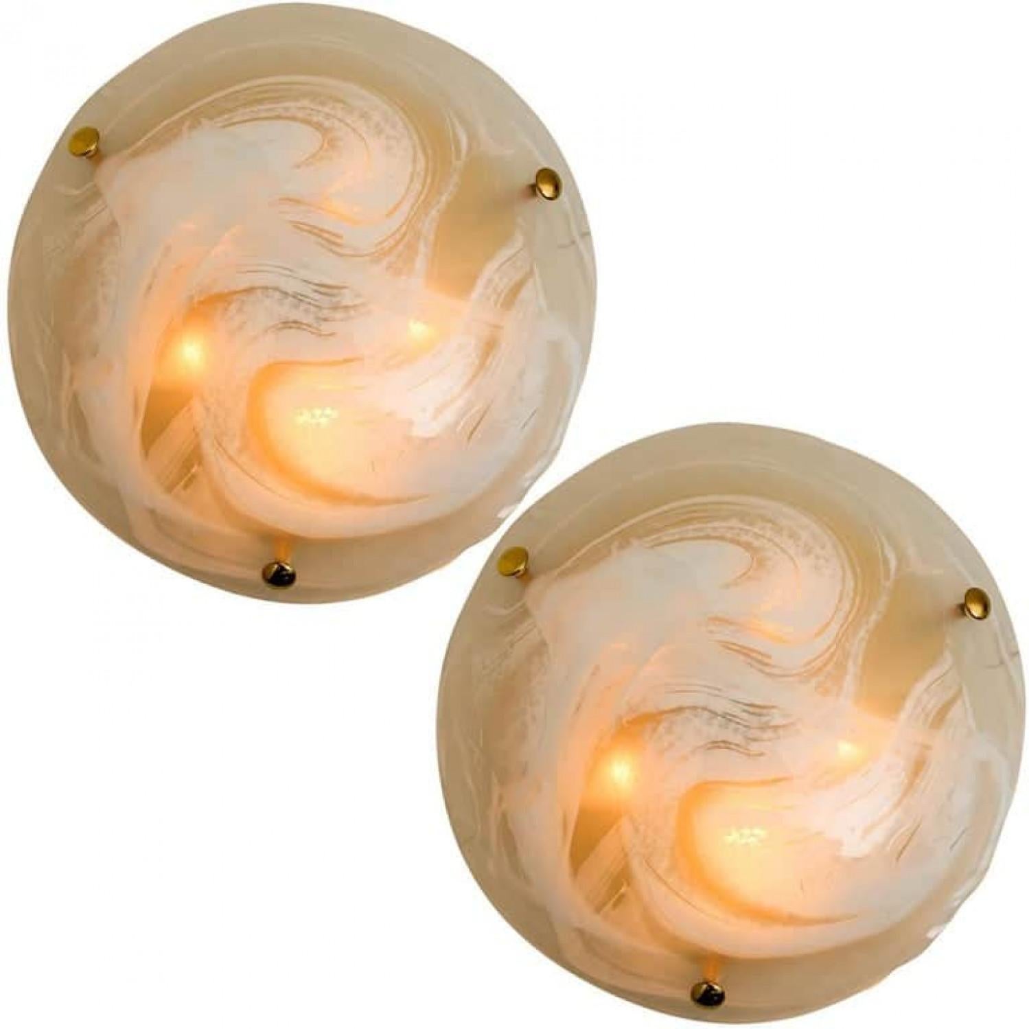 Varios apliques o empotrables de cristal de Murano macizo de latón, 2 tamaños Otro en venta