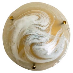 Several Brass Massive Murano Glass Wall Lights or Flush mounts, Two Sizes