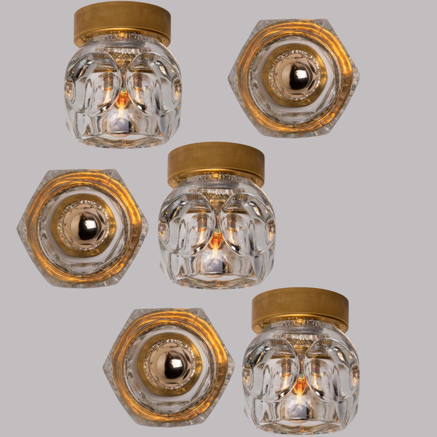 Several Brass Wall Sconces Flush Mounts Cosack Lights, Germany, 1970s For Sale 9