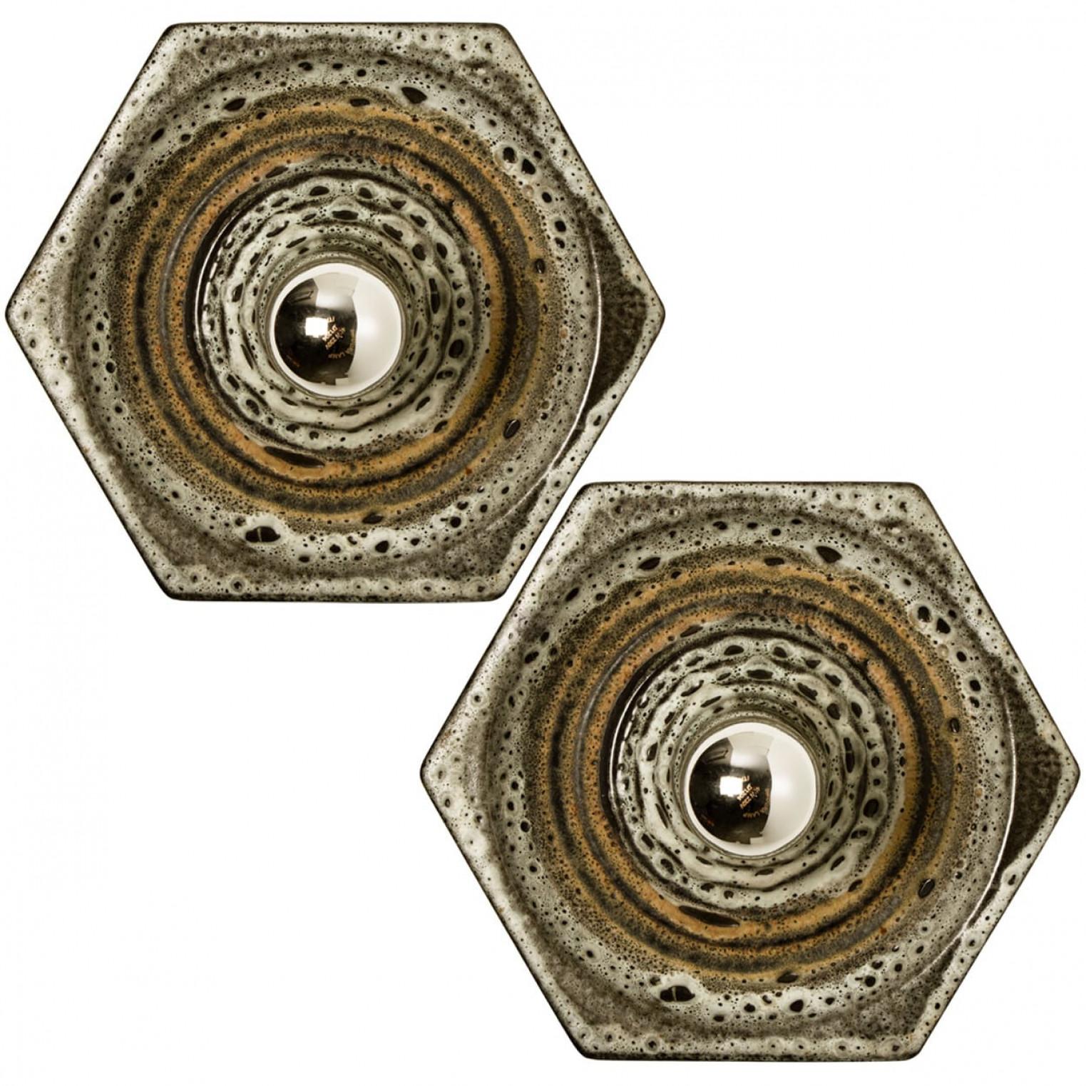 Varios apliques de cerámica vidriada en tonos marrones, 1970 en venta 9