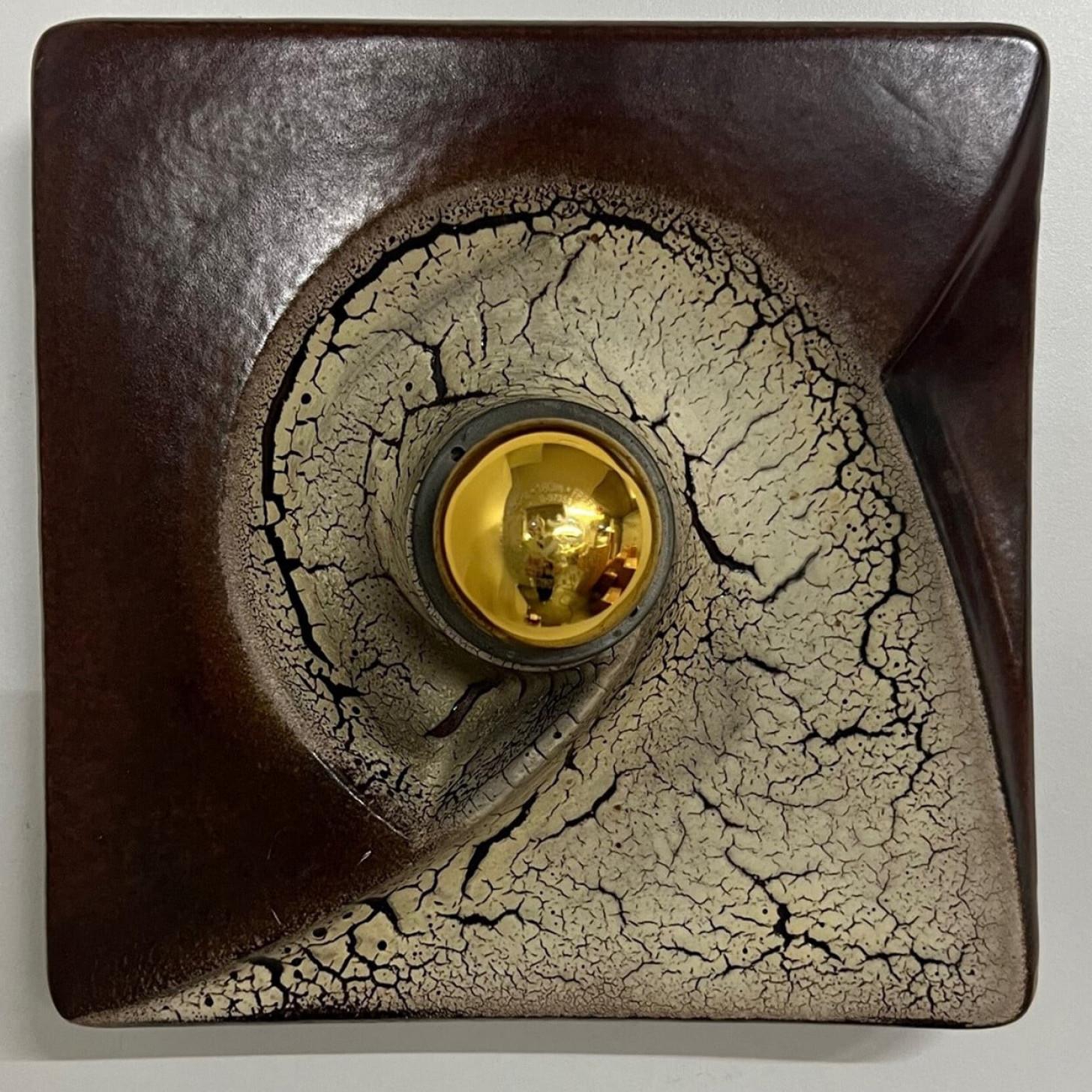 Varios apliques de cerámica vidriada en tonos marrones, 1970 en venta 10