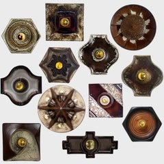 Several Brown Toned Mixed Wall Lights in Glazed Ceramic Style, 1970