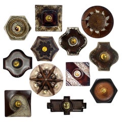 Several Brown Toned Mixed Wall Lights in Glazed Ceramic Style, 1970