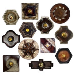 Several Brown Toned Mixed Wall Lights in Glazed Ceramic Style, 1970