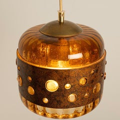 Several Brutalist Copper Glass Pendant Lamp in the style of Nanny Still, 1960