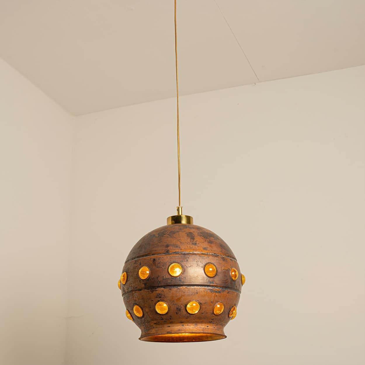 Several Brutalist Copper Glass Pendant Lamp in the style of Nanny Still, 1960 mediados del siglo XX en venta