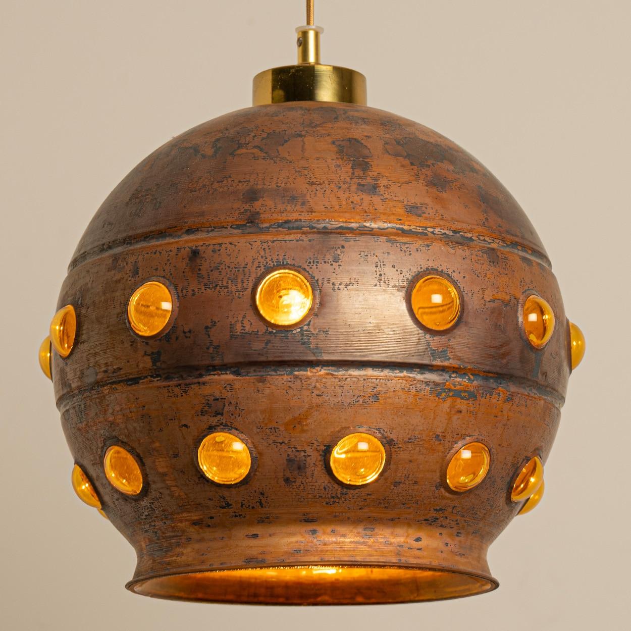 Several Brutalist Copper Glass Pendant Lamp in the style of Nanny Still, 1960 Cobre en venta