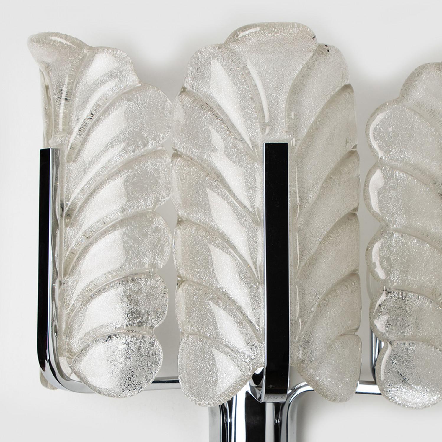Several Carl Fagerlund Glass Leaves Chrome Wall Lights by Orrefors, 1960s For Sale 2