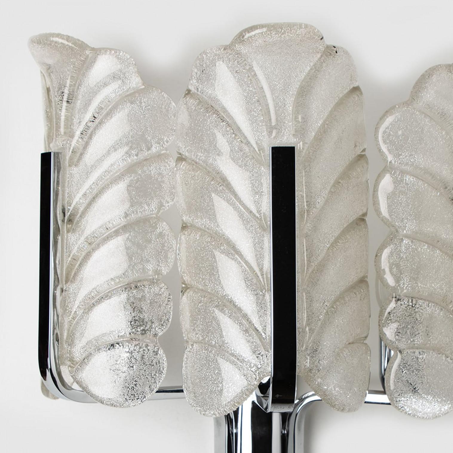 Plusieurs lampes murales en chrome à feuilles de verre Carl Fagerlund par Orrefors, 1960s en vente 2