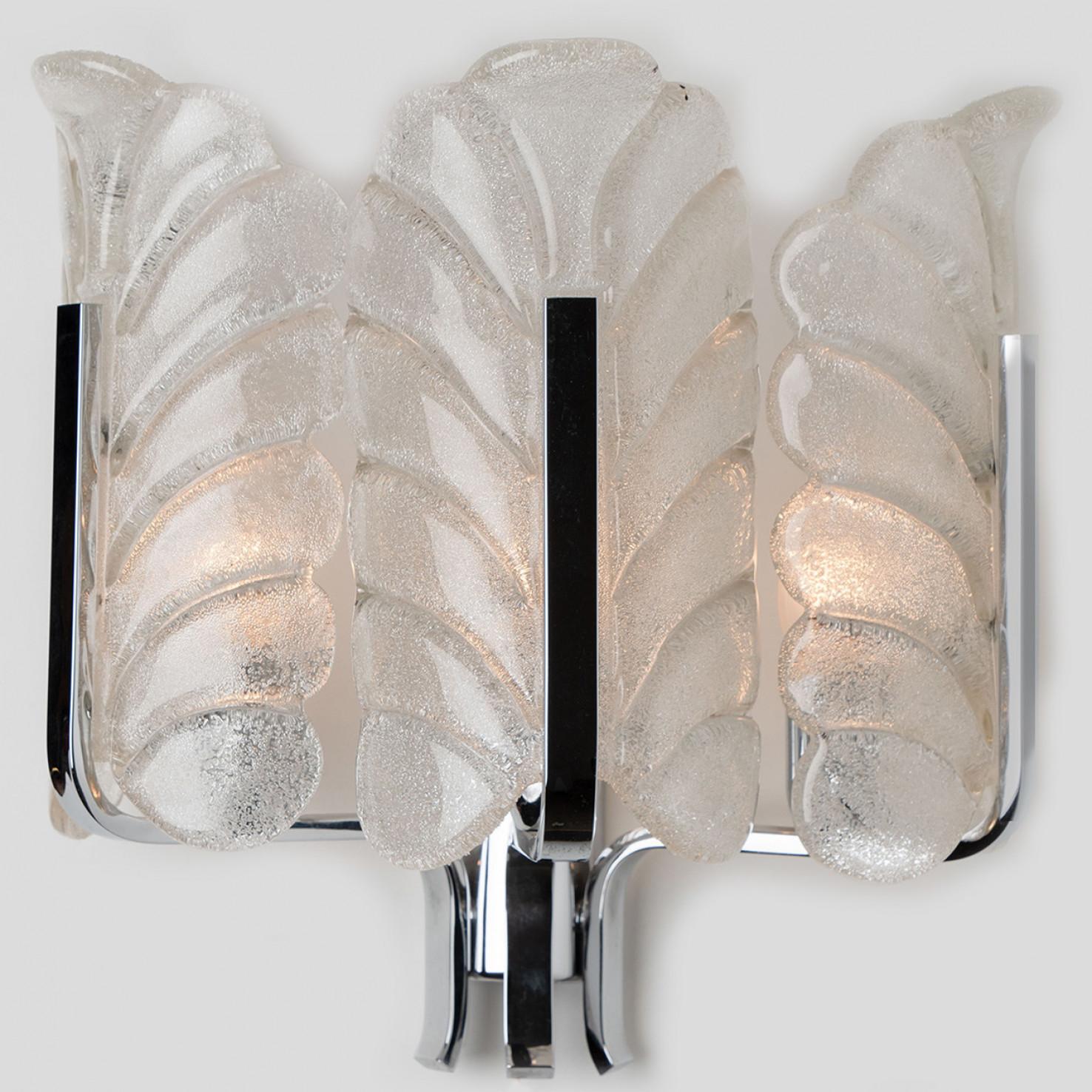 Other Several Carl Fagerlund Glass Leaves Chrome Wall Lights by Orrefors, 1960s For Sale