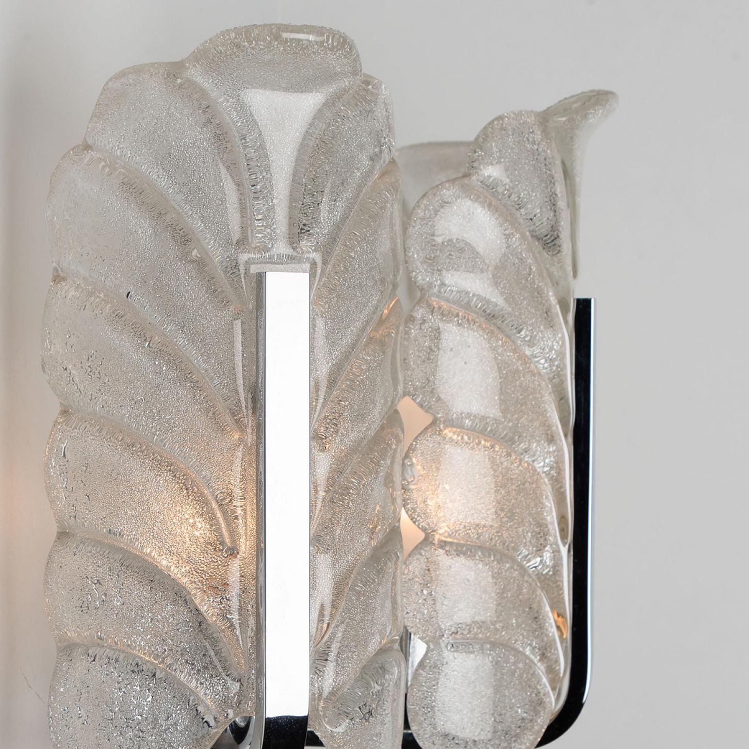 Several Carl Fagerlund Glass Leaves Chrome Wall Lights by Orrefors, 1960s In Good Condition For Sale In Rijssen, NL