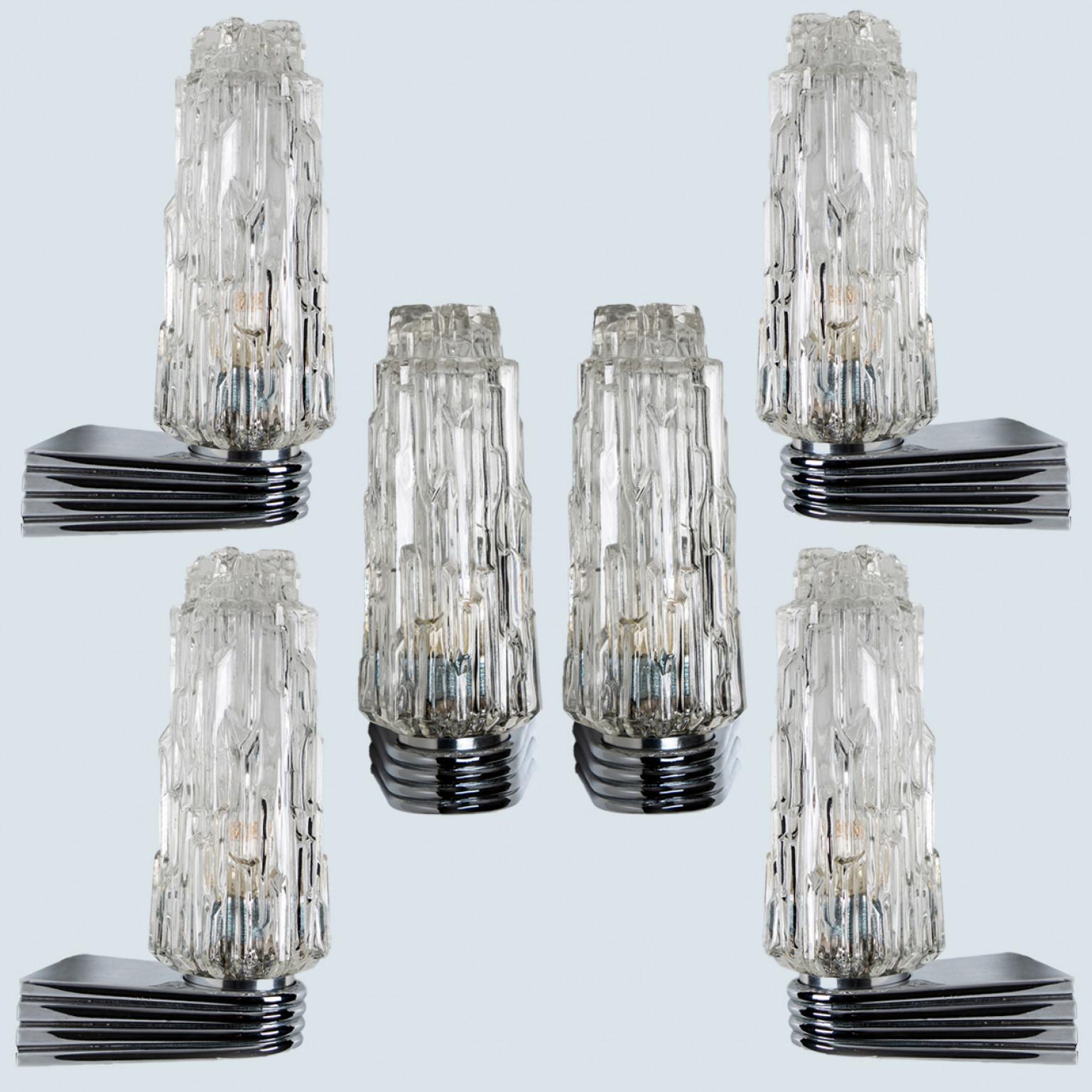 Several Chrome Clear Glass Sconces, 1960 For Sale 12