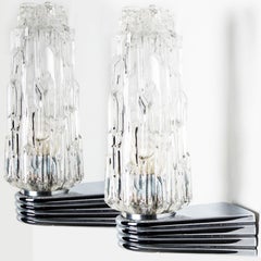 Plusieurs appliques en verre chromé transparent, 1960