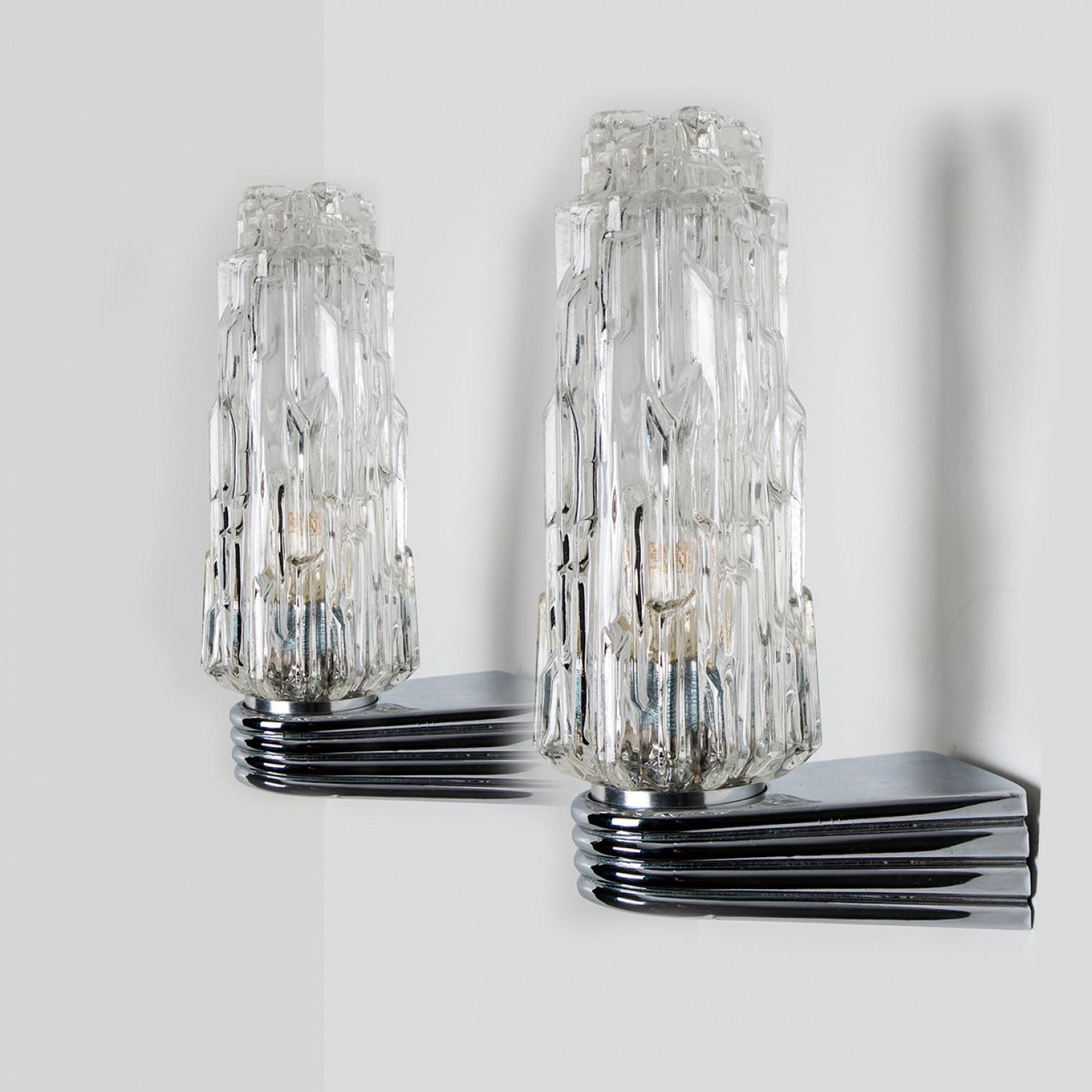 Other Several Chrome Clear Glass Sconces, 1960 For Sale