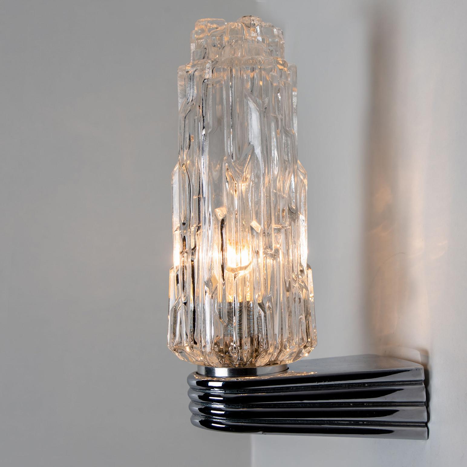 Mid-20th Century Several Chrome Clear Glass Sconces, 1960 For Sale