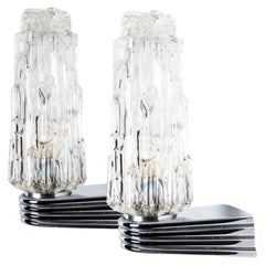 Plusieurs appliques en verre chromé transparent, 1960