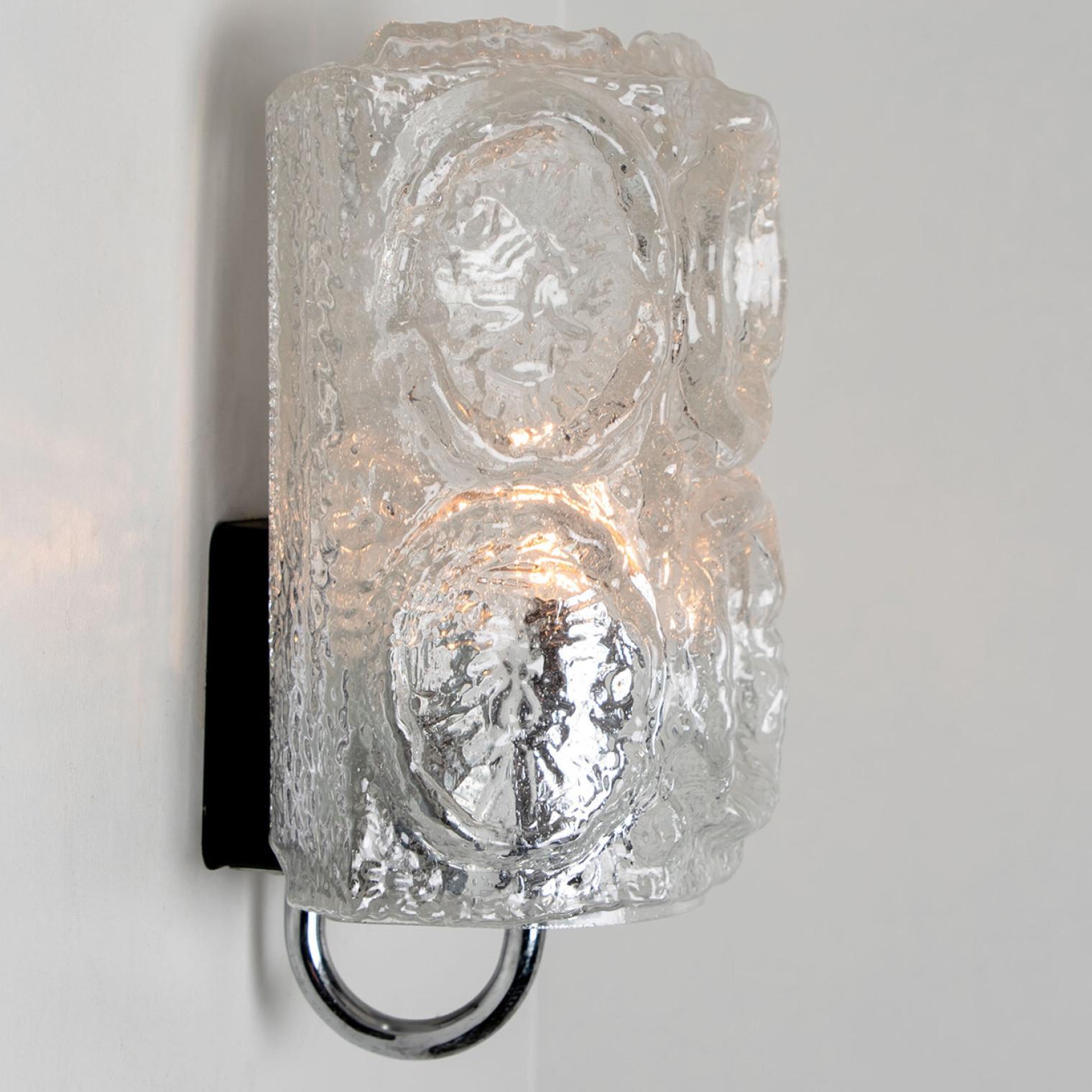 German Several Clear Chrome Glass Wall Lights by Helena Tynell, 1970