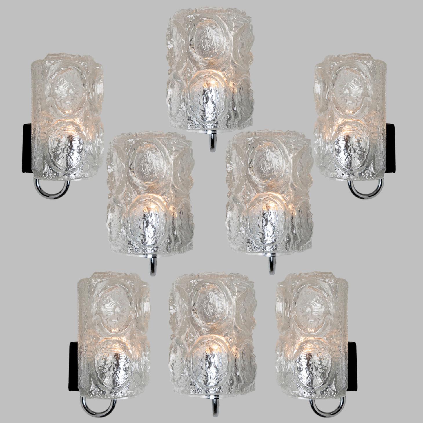 Several Clear Chrome Glass Wall Lights by Helena Tynell, 1970 In Good Condition In Rijssen, NL