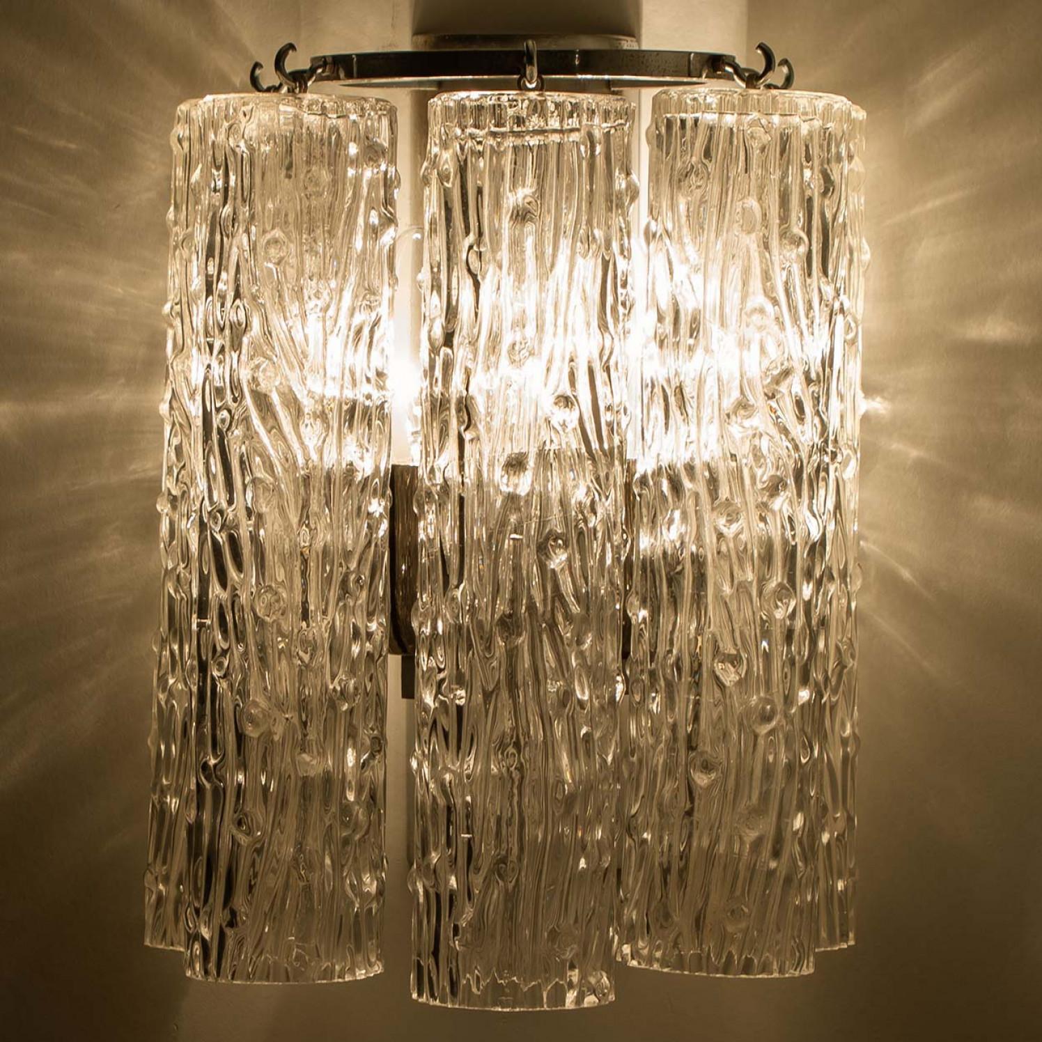 Mehrere verchromte Wandleuchter aus klarem Goldglas von Venini, Italien 1970 im Angebot 2