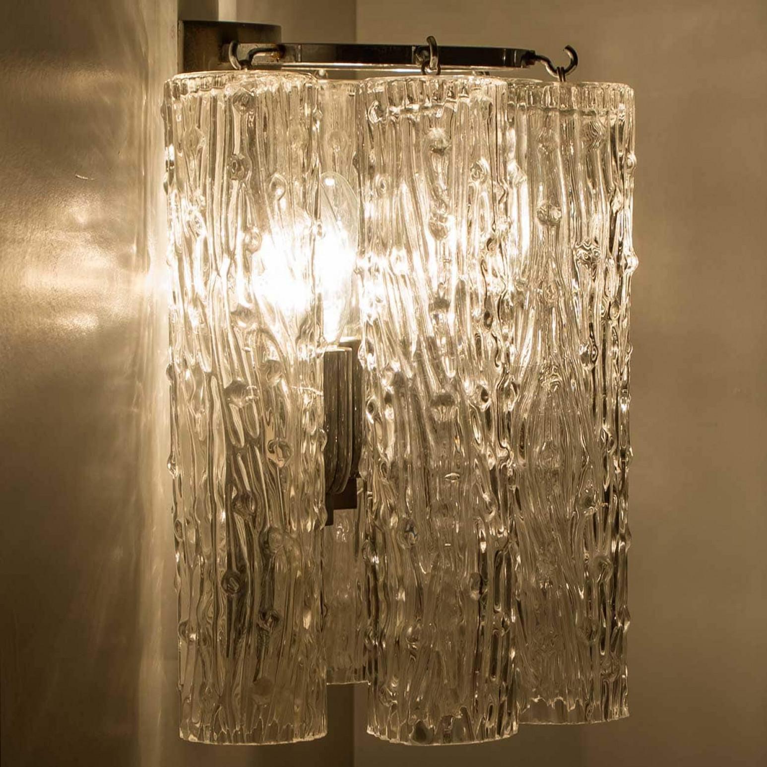 Mehrere verchromte Wandleuchter aus klarem Goldglas von Venini, Italien 1970 im Angebot 4