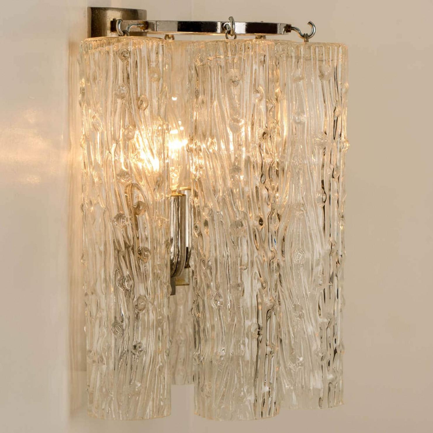 Mehrere verchromte Wandleuchter aus klarem Goldglas von Venini, Italien 1970 im Angebot 6