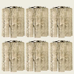 Several Clear Gold Glass Chrome Sconces by Venini, Italy 1970