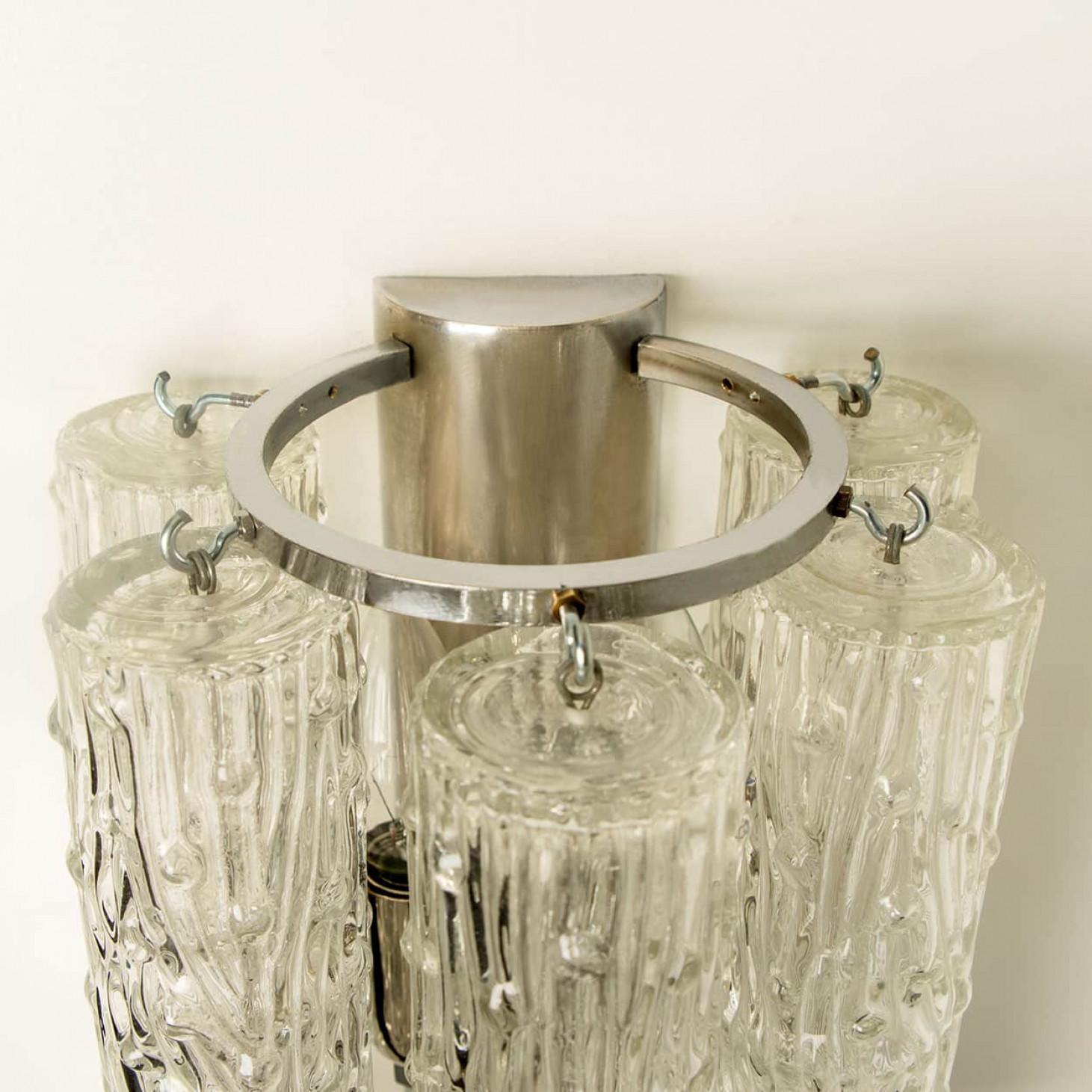 Mehrere verchromte Wandleuchter aus klarem Goldglas von Venini, Italien 1970 (Sonstiges) im Angebot