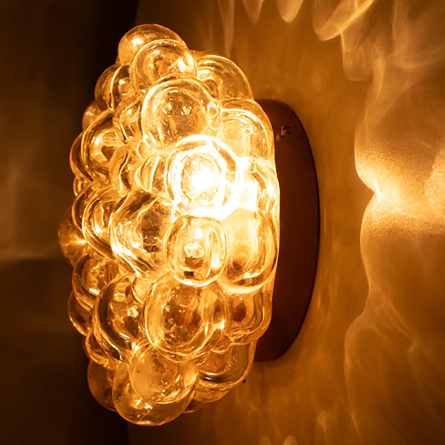 Other Several Clear Round Bubble Glass Wall Lights by Helena Tynell, Germany 1970 For Sale