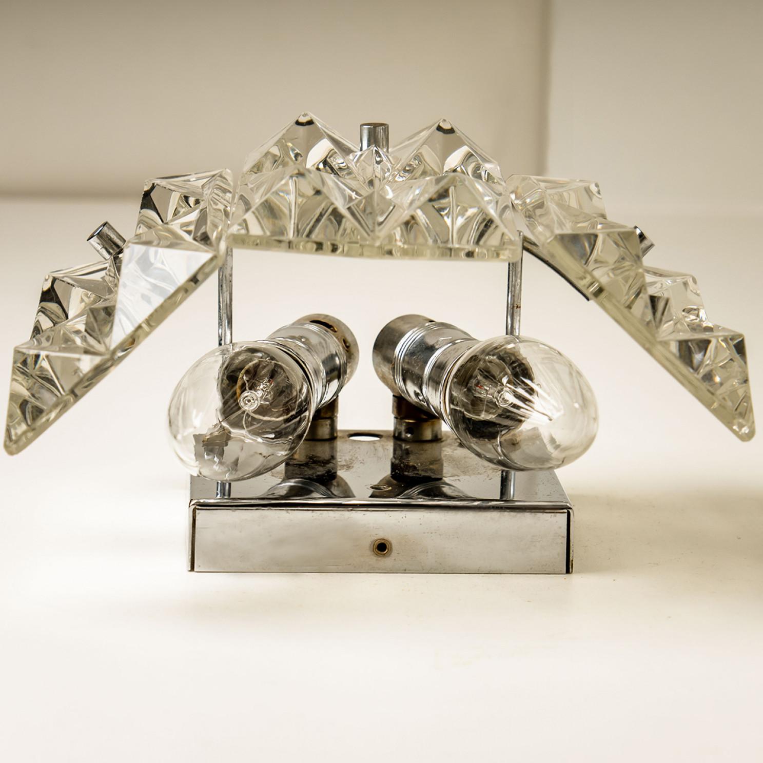 Several Crystal and Chrome Wall Lights by Kinkeldey, Germany, 1970s For Sale 4