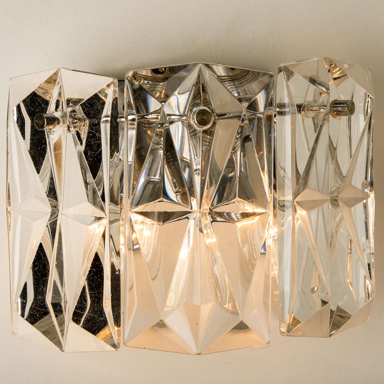 Other Several Crystal and Chrome Wall Lights by Kinkeldey, Germany, 1970s For Sale