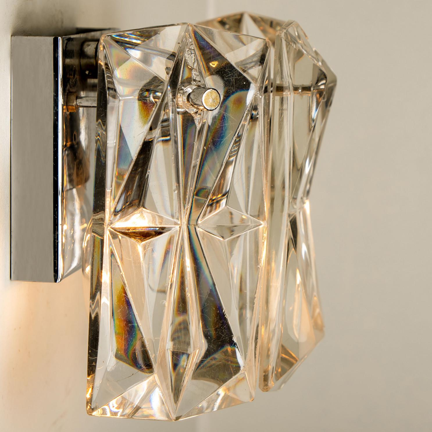 Several Crystal and Chrome Wall Lights by Kinkeldey, Germany, 1970s In Good Condition For Sale In Rijssen, NL
