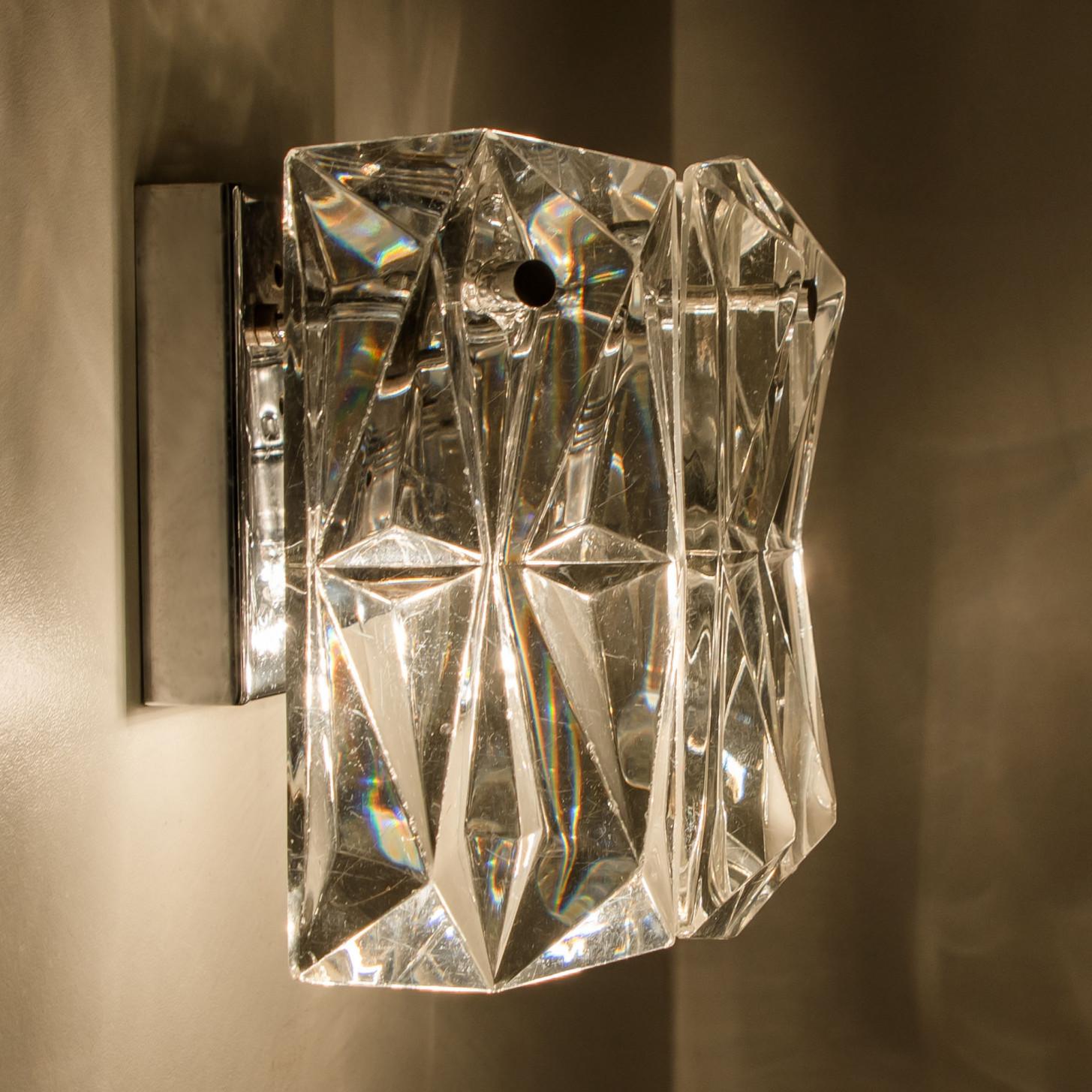Several Crystal and Chrome Wall Lights by Kinkeldey, Germany, 1970s For Sale 3