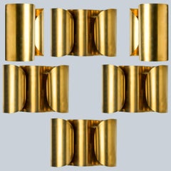 Diverse lampade da parete in ottone curvato, anni '70