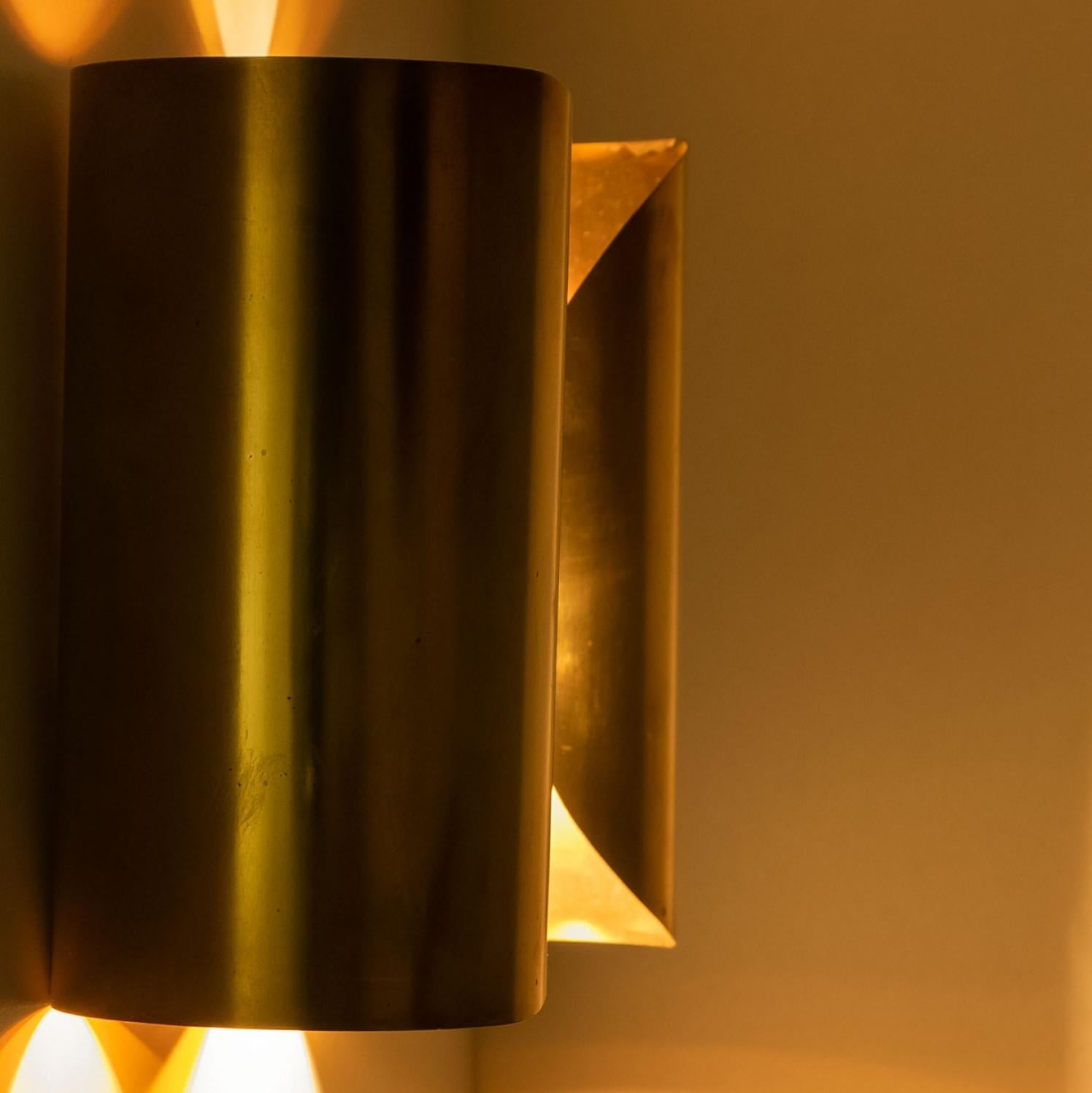 Other Several Curved Brass Wall Lights, 1970s For Sale