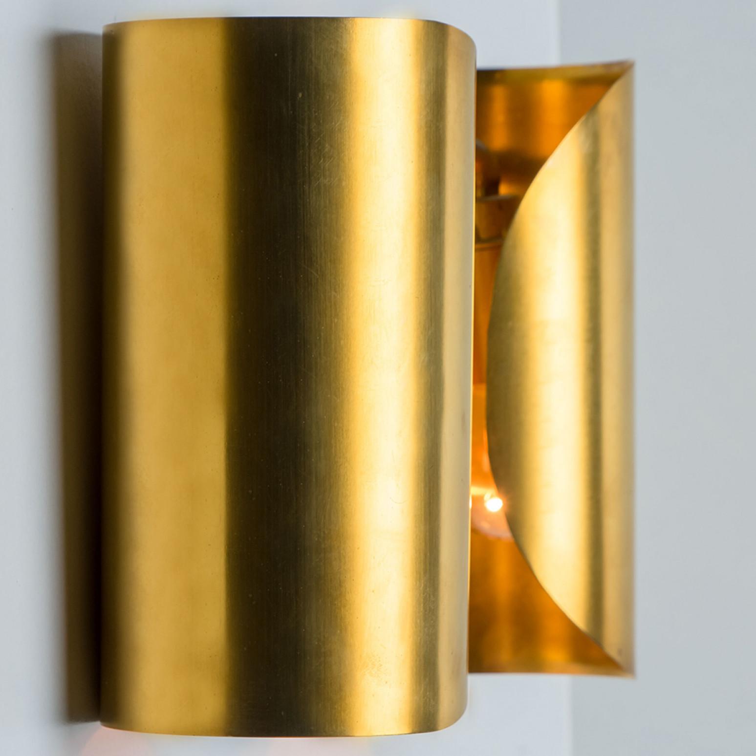 Several Curved Brass Wall Lights, 1970s For Sale 2