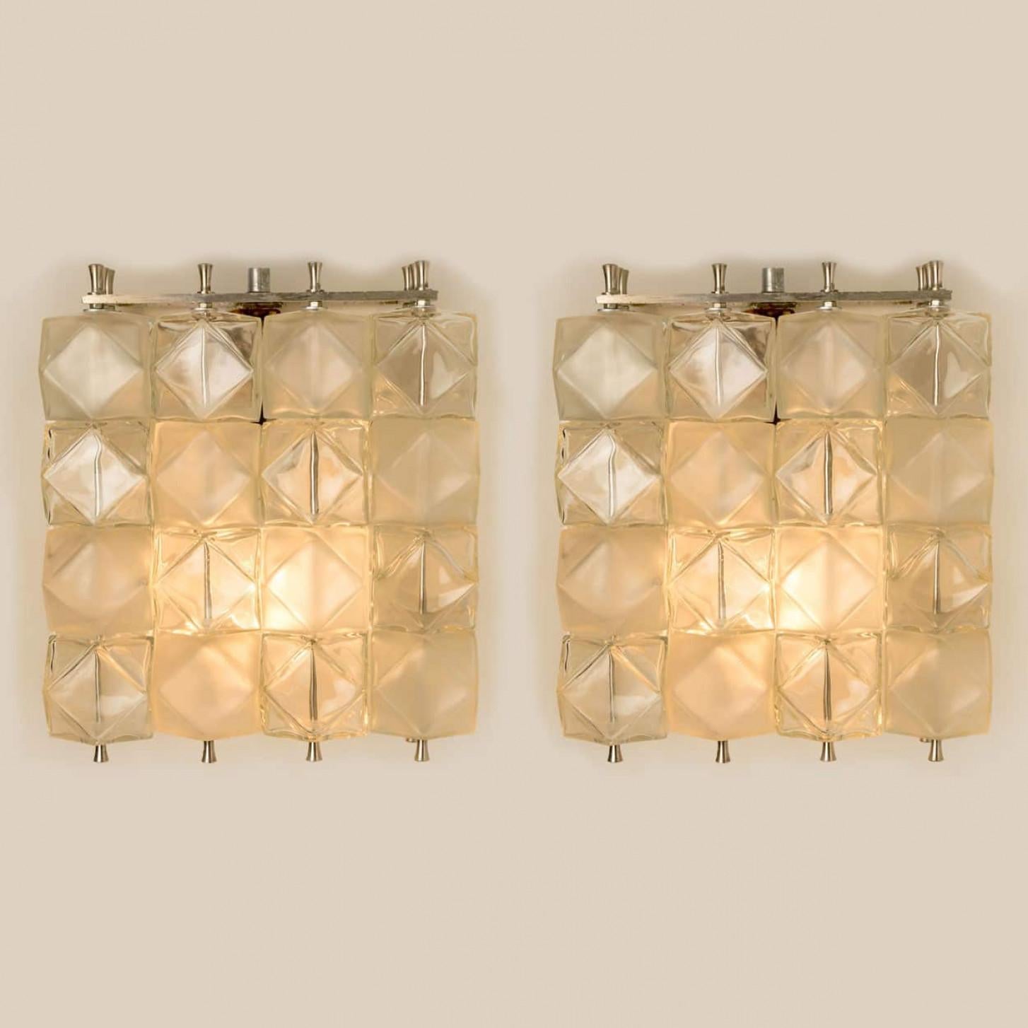 Mid-Century moderno Diversi  Lampade da parete Filvem-voghera in cristallo e nichelato in vendita