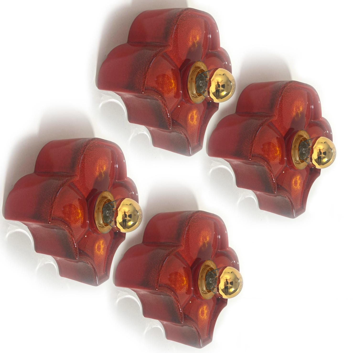 Several Flower Red Ceramic Wall Lights by Hustadt Keramik, Germany, 1970 For Sale 9